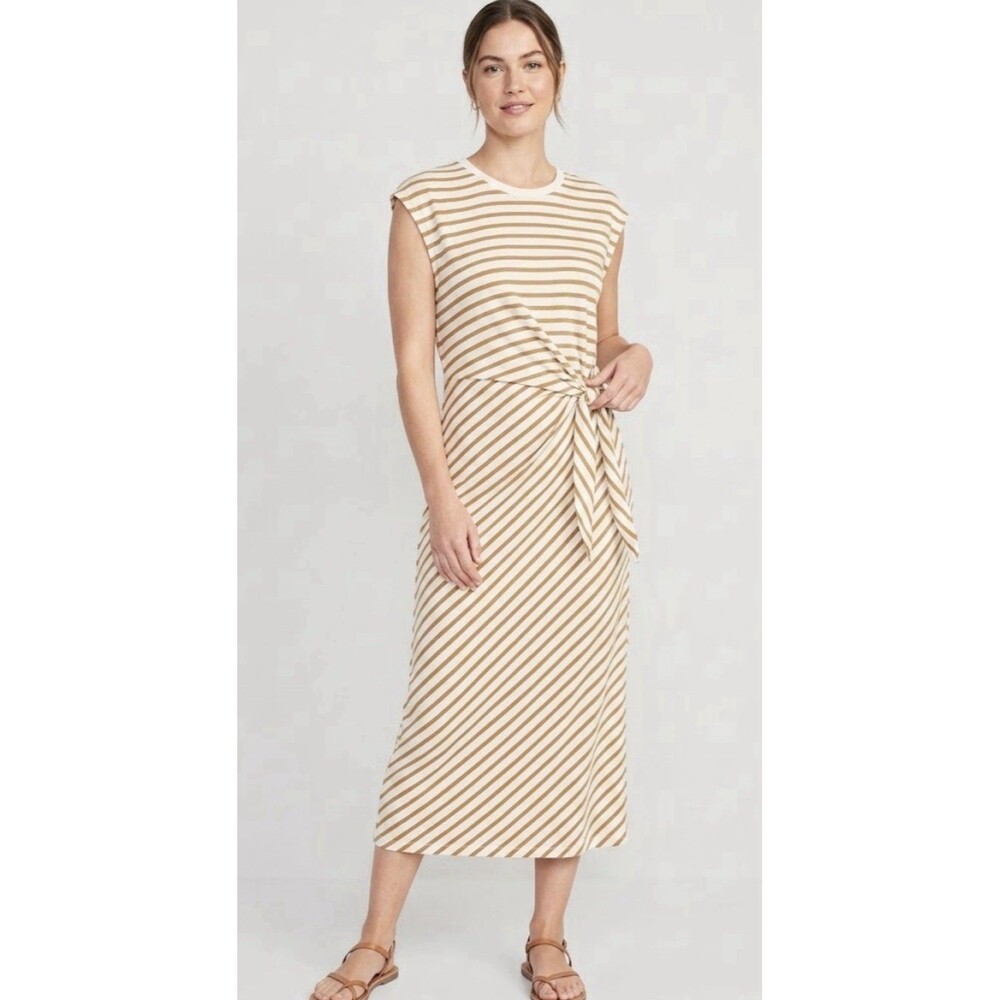 Anthropologie sz M Daily Practice Tiebreaker Muscle-Sleeve Midi Dress